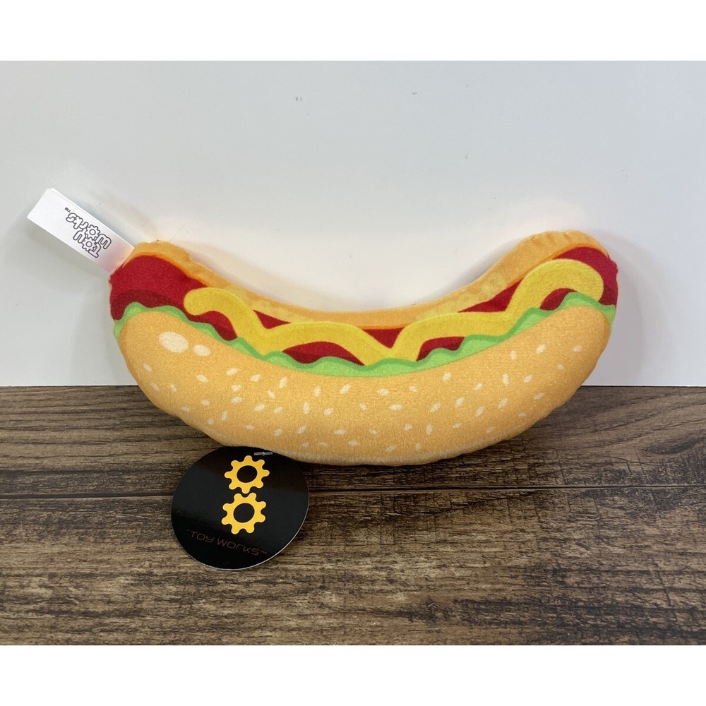 Hot Dog 8" Plush With Tags Fats Food Hotdog Baseball Food Snack Tags Toy Works